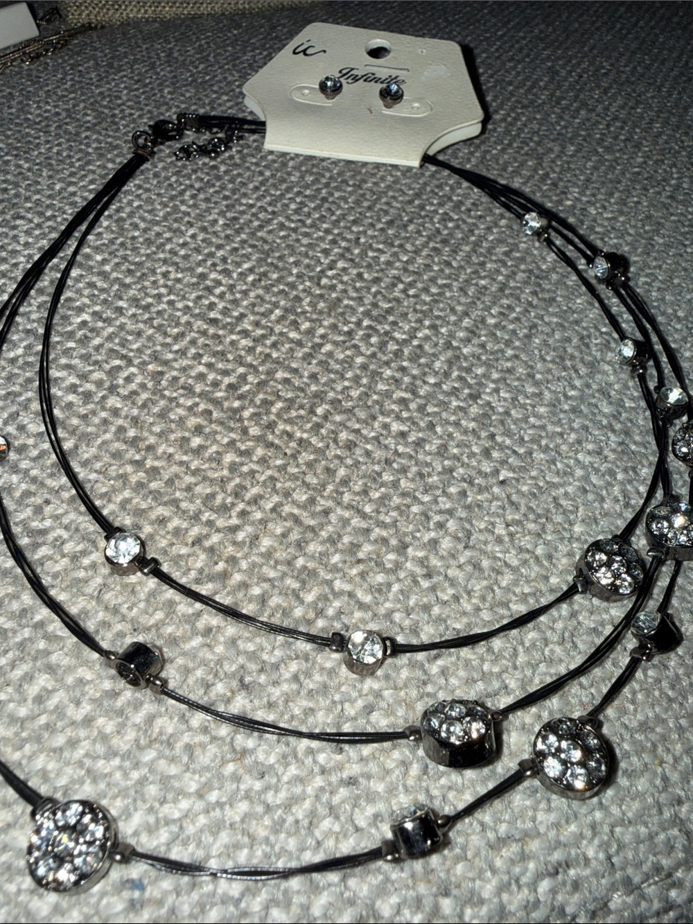 Black Multi-Strand Crystal Accent Necklace and earrings - Picture 3 of 3